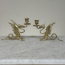 Pair of Renaissance Revival Brass Dragon Candlesticks
