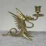 Pair of Renaissance Revival Brass Dragon Candlesticks