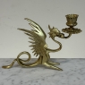 Pair of Renaissance Revival Brass Dragon Candlesticks