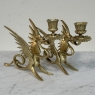 Pair of Renaissance Revival Brass Dragon Candlesticks