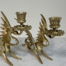 Pair of Renaissance Revival Brass Dragon Candlesticks