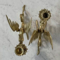 Pair of Renaissance Revival Brass Dragon Candlesticks