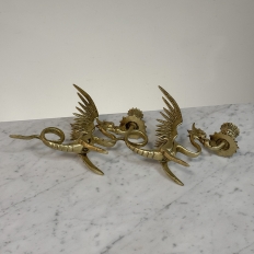 Pair of Renaissance Revival Brass Dragon Candlesticks
