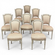 Set of 8 French Louis XVI Painted Dining Chairs