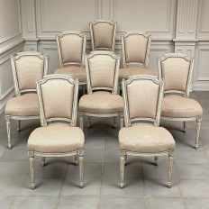 Set of 8 French Louis XVI Painted Dining Chairs
