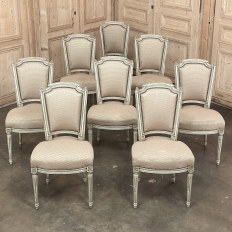 Set of 8 French Louis XVI Painted Dining Chairs