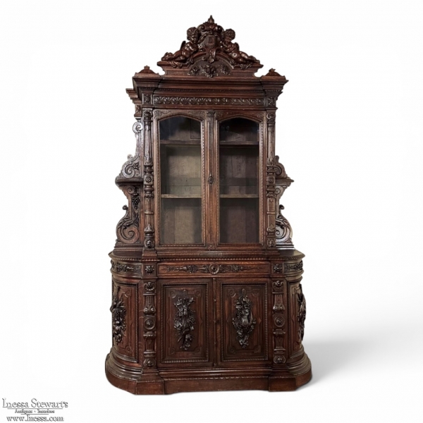 Grand 19th Century French Renaissance Revival Bookcase signed by Sculptor Benjamin Deguil