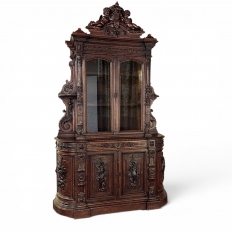 Grand 19th Century French Renaissance Revival Bookcase signed by Sculptor Benjamin Deguil