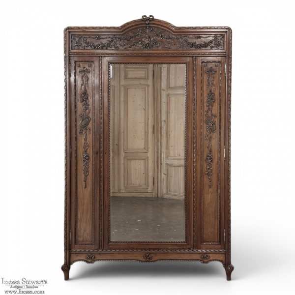 19th Century French Louis XVI Walnut Armoire