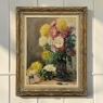 Framed Oil on Canvas, Still Life with Chrysanthemums, by M. Taquet-Beal, 1944, Belgium