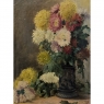 Framed Oil on Canvas, Still Life with Chrysanthemums, by M. Taquet-Beal, 1944, Belgium
