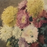 Framed Oil on Canvas, Still Life with Chrysanthemums, by M. Taquet-Beal, 1944, Belgium