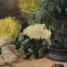 Framed Oil on Canvas, Still Life with Chrysanthemums, by M. Taquet-Beal, 1944, Belgium