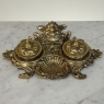 19th Century French Brass Double Inkwell with Cherub Motif