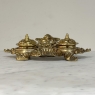 19th Century French Brass Double Inkwell with Cherub Motif