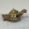 19th Century French Brass Double Inkwell with Cherub Motif