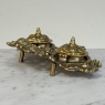19th Century French Brass Double Inkwell with Cherub Motif