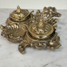 19th Century French Brass Double Inkwell with Cherub Motif