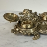 19th Century French Brass Double Inkwell with Cherub Motif