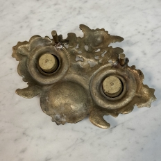 19th Century French Brass Double Inkwell with Cherub Motif