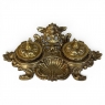 19th Century French Brass Double Inkwell with Cherub Motif