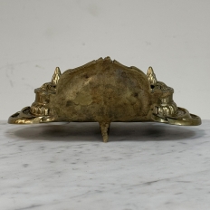 19th Century French Brass Double Inkwell with Shell Crest