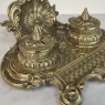 19th Century French Brass Double Inkwell with Shell Crest