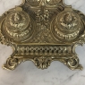 19th Century French Brass Double Inkwell with Shell Crest