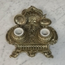 19th Century French Brass Double Inkwell with Shell Crest