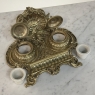 19th Century French Brass Double Inkwell with Shell Crest