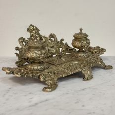 19th Century French Bronze Double Inkwell in Renaissance Revival Style
