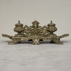 19th Century French Bronze Double Inkwell in Renaissance Revival Style