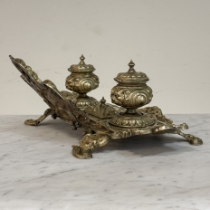 19th Century French Bronze Double Inkwell in Renaissance Revival Style