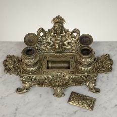 19th Century French Bronze Double Inkwell in Renaissance Revival Style