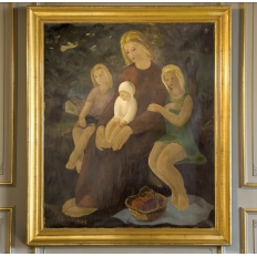 “Maternité” Framed Oil Painting on Canvas by Marcel Dumont ~ Dated 1943 