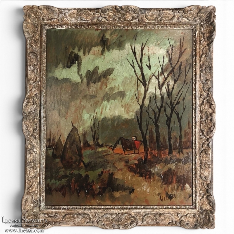 Framed Oil Painting on Board by Velghe