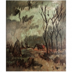 Framed Oil Painting on Board by Velghe