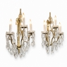 Pair of Vintage Solid Brass and Cut Crystal Wall Sconces