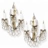 Pair of Vintage Solid Brass and Cut Crystal Wall Sconces