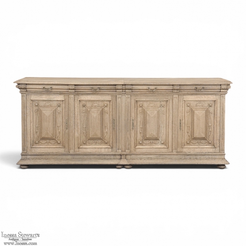 19th Century Louis XIV Style Stripped Oak Buffet