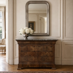 Louis Philippe Period Burl Walnut Marble Top Commode