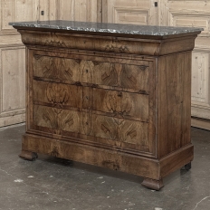 Louis Philippe Period Burl Walnut Marble Top Commode
