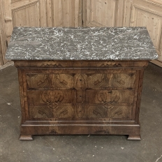 Louis Philippe Period Burl Walnut Marble Top Commode