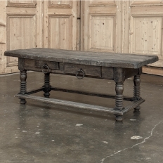 Rustic Antique Oak Coffee Table with Drawers