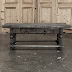 Rustic Antique Oak Coffee Table with Drawers