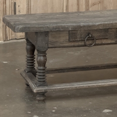 Rustic Antique Oak Coffee Table with Drawers