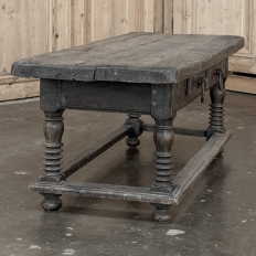 Rustic Antique Oak Coffee Table with Drawers