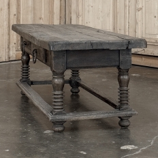 Rustic Antique Oak Coffee Table with Drawers