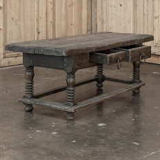 Rustic Antique Oak Coffee Table with Drawers