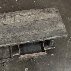 Rustic Antique Oak Coffee Table with Drawers